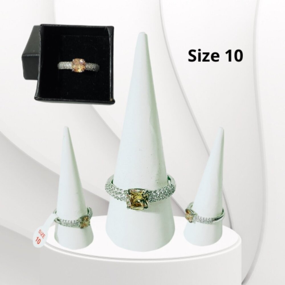 BP STERLING CLUB DARK SMOKEY TOPAZ CUBIC ZIRCONIA RING (Size 10)